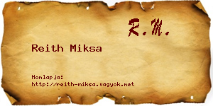 Reith Miksa névjegykártya